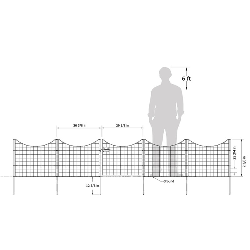 Zippity Outdoor Products 25in Tall Metal Garden Gate with 4 Fence